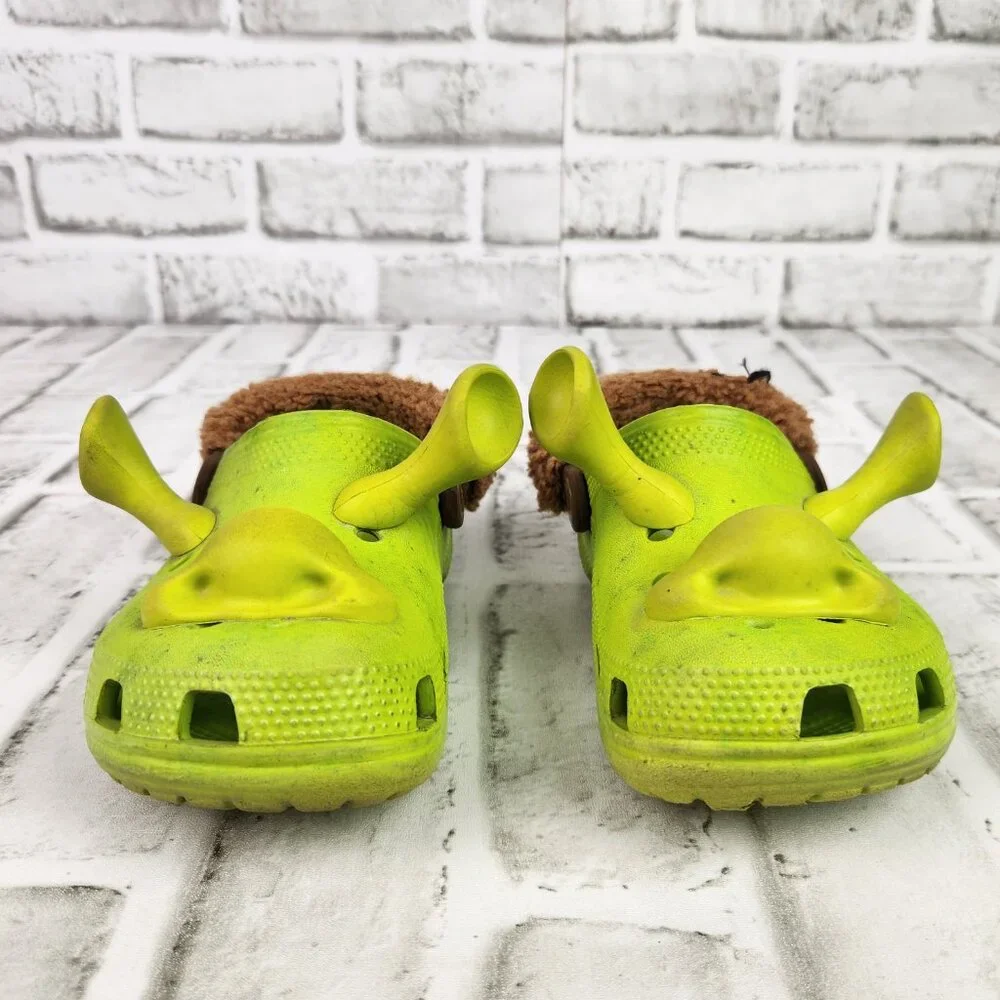 Crocs x Dream Works Shrek Classic Clogs Kids Size 13 Lime Green Ears Shoe Casual